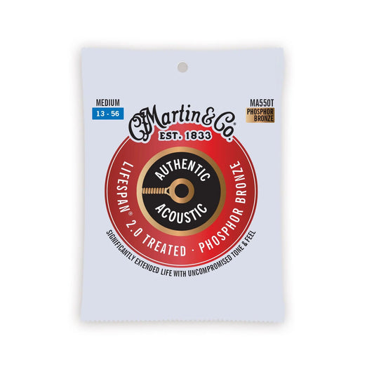 Martin MA550T Authentic Acoustic Lifespan® 2.0 Guitar Strings Phosphor Bronze, 13-56