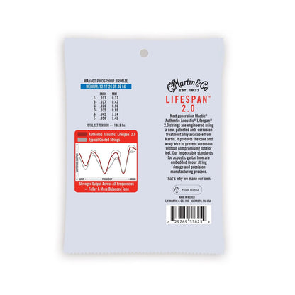 Martin MA550T Authentic Acoustic Lifespan® 2.0 Guitar Strings Phosphor Bronze, 13-56