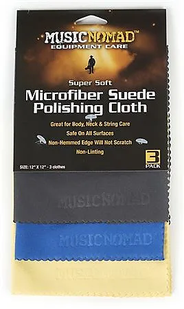 Music Nomad MN203 Super Soft Edgeless Microfiber Suede Polishing Cloth - 3pc