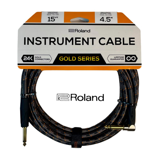 Roland RIC-G15A 15' Instrument Cable  1/4" ANG to 1/4" STR