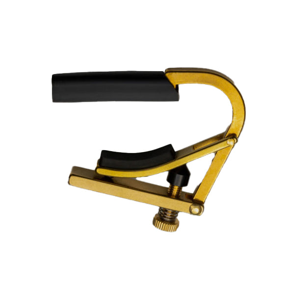 Shubb Standard Capo C8B, Skips the sixth string (low E) and covers the other five, emulating a drop-D tuning.