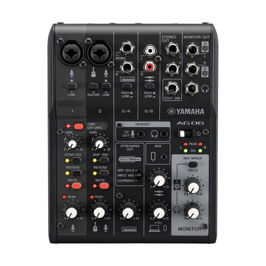 Yamaha AG06MK2, 6-Channel Live Streaming Loopback Audio USB Mixer