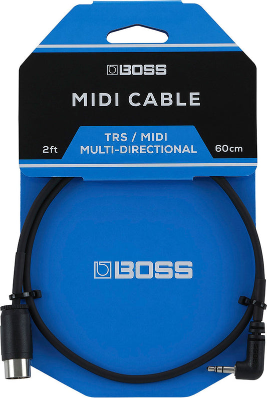 BOSS BMIDI-2-35, MIDI cable with right-angle 3.5 mm TRS and 5-pin DIN* connectors