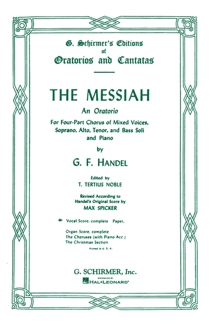 Handel - Messiah (Oratorio, 1741) - SATB - G. Schirmer