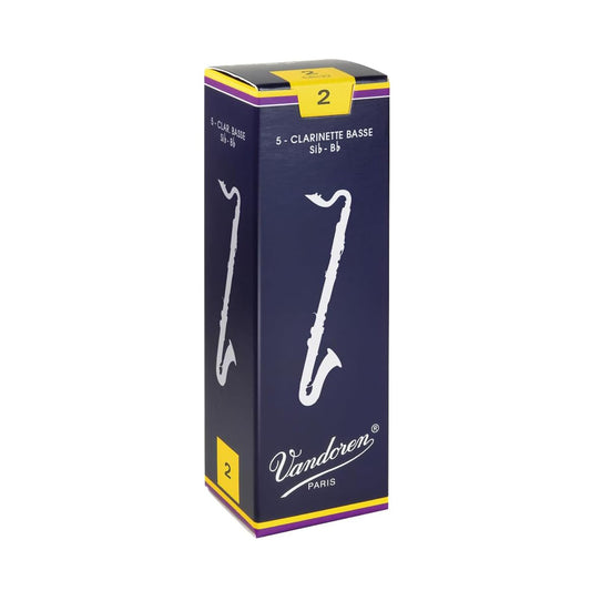 Vandoren CR122 Bass Clarinet Traditional Reeds Strength 2; Box of 5