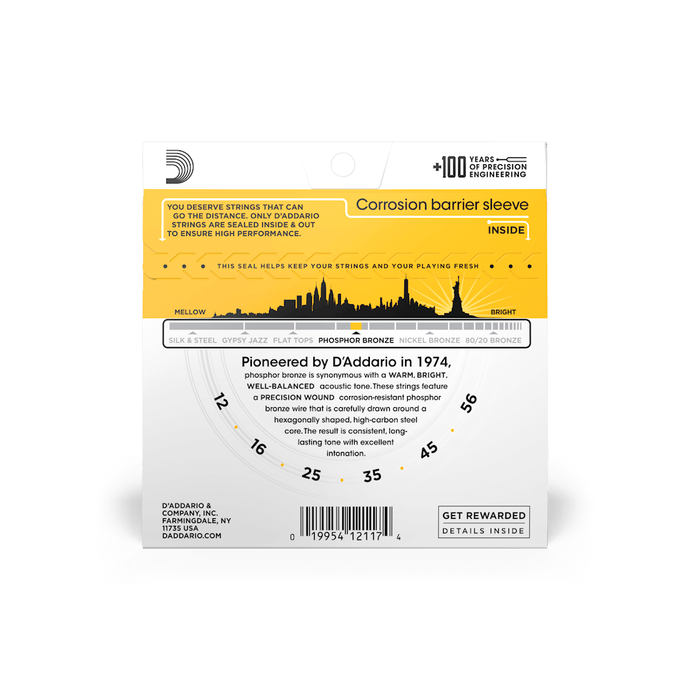 Daddario EJ19, Light Top/Medium Bottom Acoustic Guitar Strings